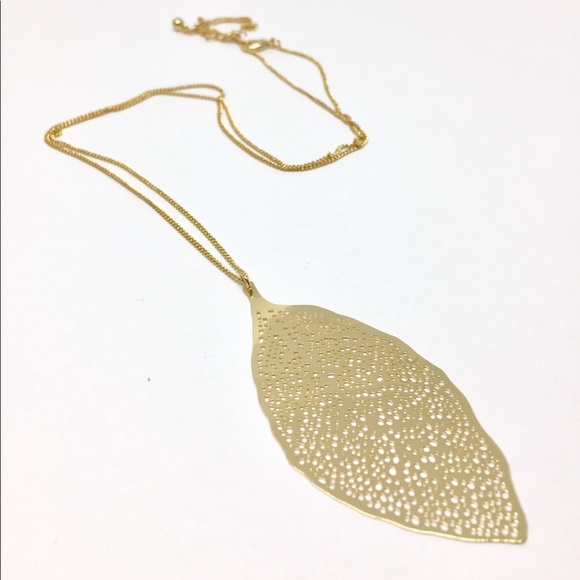 Jewelry - Large Long Leaf Gold Necklace